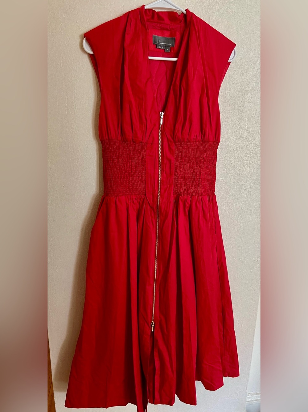 Anthropologie The Tommie Zip Front Midi Red Dress - Picture 3 of 7